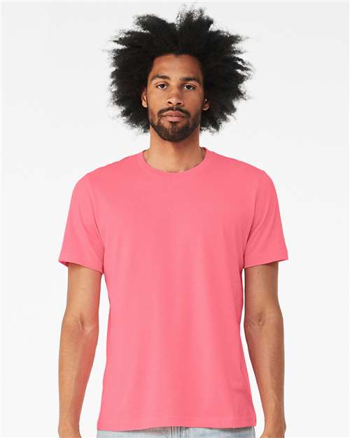 Bella+Canvas BC3001CVC Unisex Heather CVC Short Sleeve Tee - Neon Pink - model front