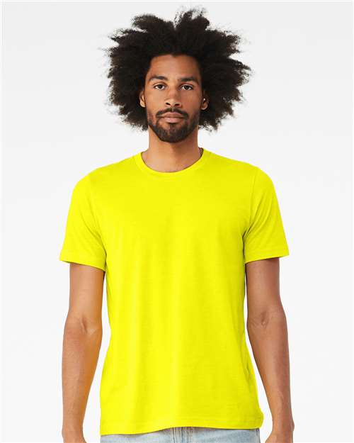 Bella+Canvas BC3001CVC Unisex Heather CVC Short Sleeve Tee - Neon Yellow - model front