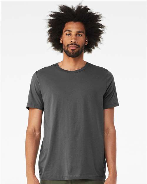 Bella+Canvas BC3001CVC Unisex Heather CVC Short Sleeve Tee - Solid Asphalt Blend - model front