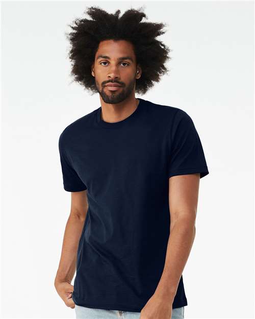 Bella+Canvas BC3001CVC Unisex Heather CVC Short Sleeve Tee - Solid Navy Blend - model front