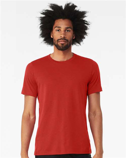 Bella+Canvas BC3001CVC Unisex Heather CVC Short Sleeve Tee - Solid Red Blend - model front
