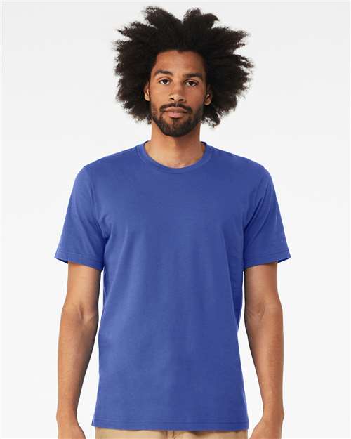 Bella+Canvas BC3001CVC Unisex Heather CVC Short Sleeve Tee - Solid True Royal Blend - model front
