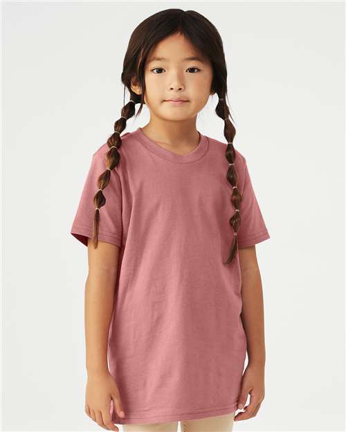 Bella + Canvas 3001Y Youth Jersey Tee - Mauve - model front