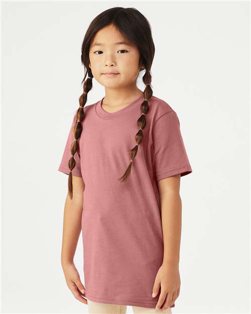 Bella + Canvas 3001Y Youth Jersey Tee - Mauve - model side