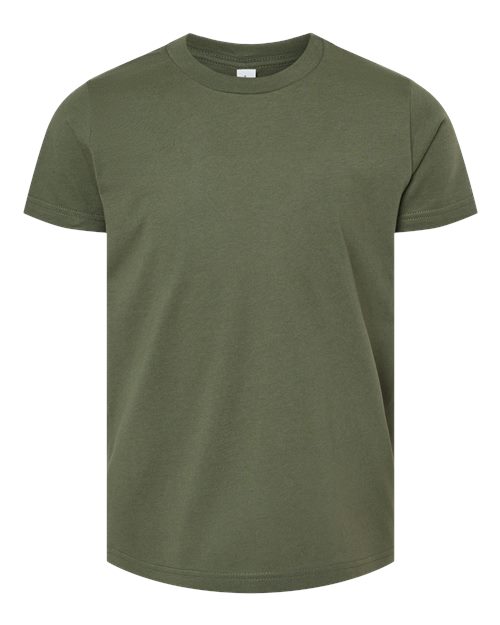 Bella + Canvas 3001Y Youth Jersey Tee - Military Green - flat front