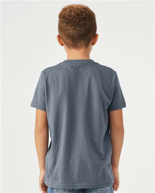 Bella + Canvas 3001Y Youth Jersey Tee - Steel Blue - model back