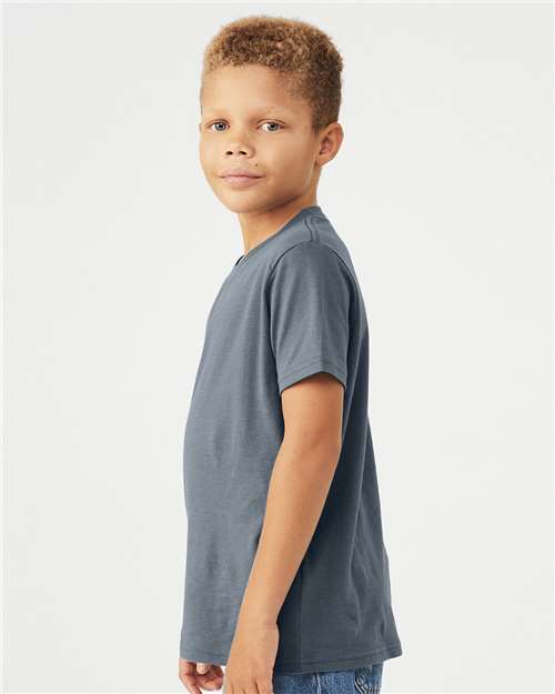 Bella + Canvas 3001Y Youth Jersey Tee - Steel Blue - model side