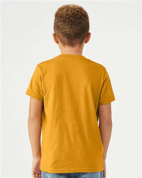 BELLA + CANVAS 3001YCVC Youth CVC Jersey Tee - Heather Mustard - model back