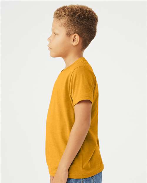 BELLA + CANVAS 3001YCVC Youth CVC Jersey Tee - Heather Mustard - model side