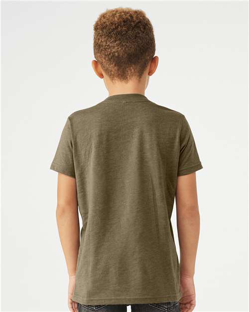 BELLA + CANVAS 3001YCVC Youth CVC Jersey Tee - Heather Olive - model back