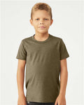 BELLA + CANVAS 3001YCVC Youth CVC Jersey Tee - Heather Olive - model front