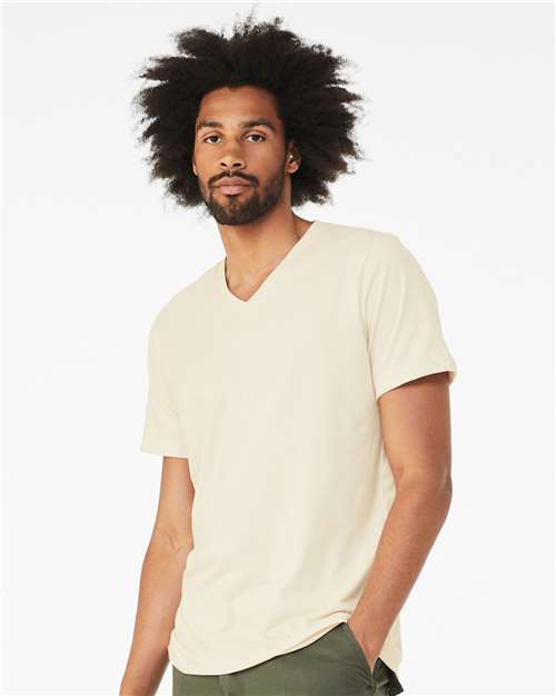 Bella + Canvas 3005 Jersey V-Neck Tee - Natural - model side