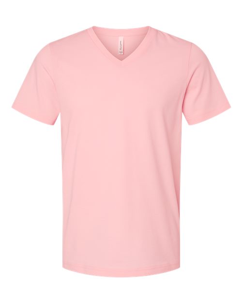 Bella + Canvas 3005 Jersey V-Neck Tee - Pink - flat front