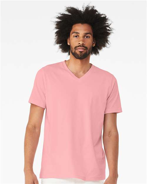 Bella + Canvas 3005 Jersey V-Neck Tee - Pink - model front