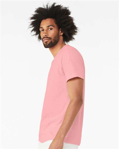 Bella + Canvas 3005 Jersey V-Neck Tee - Pink - model side