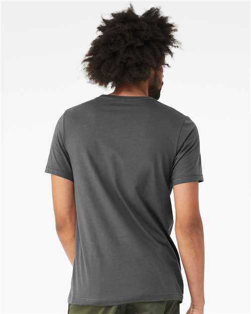Bella+Canvas 3413 Unisex Triblend Short Sleeve Tee - Solid Asphalt Triblend - model back