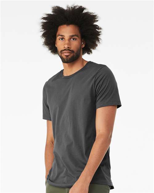 Bella+Canvas 3413 Unisex Triblend Short Sleeve Tee - Solid Asphalt Triblend - model side