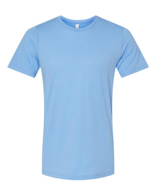 Bella+Canvas 3413 Unisex Triblend Short Sleeve Tee - Solid Blue Triblend - flat front