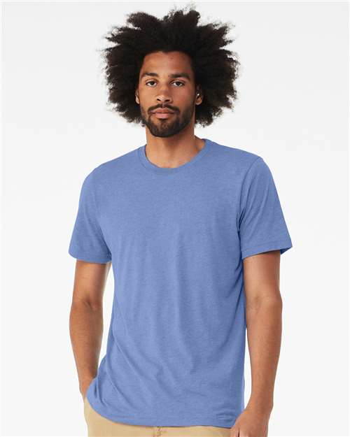Bella+Canvas 3413 Unisex Triblend Short Sleeve Tee - Solid Blue Triblend - model front