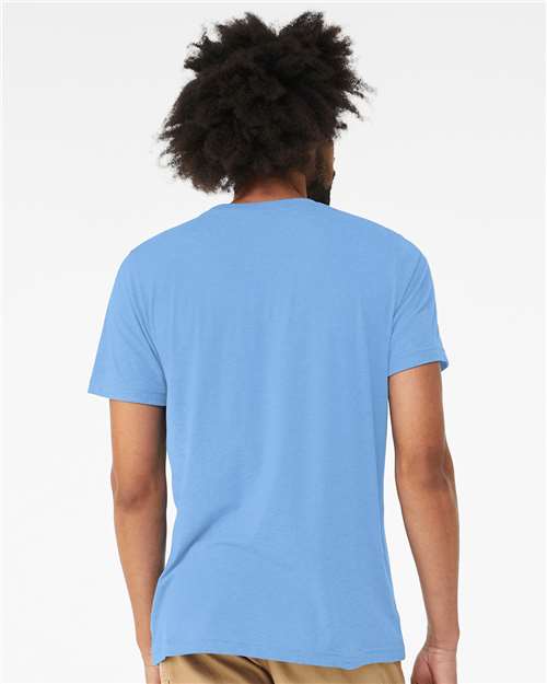 Bella+Canvas 3413 Unisex Triblend Short Sleeve Tee - Solid Carolina Blue Triblend - model back