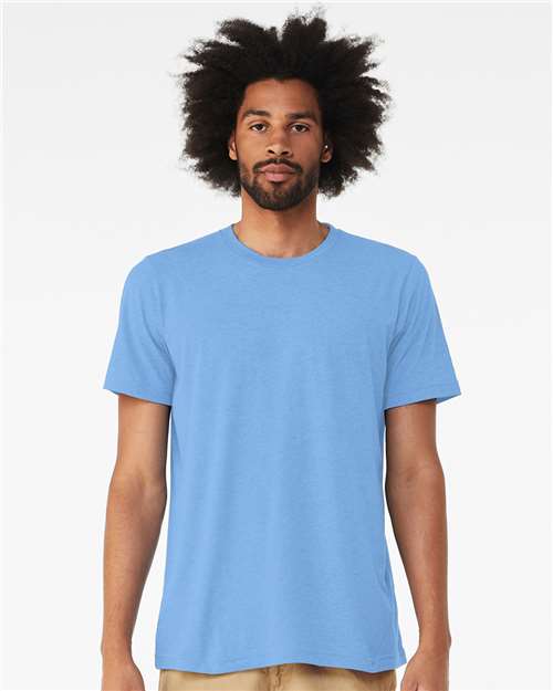Bella+Canvas 3413 Unisex Triblend Short Sleeve Tee - Solid Carolina Blue Triblend - model front