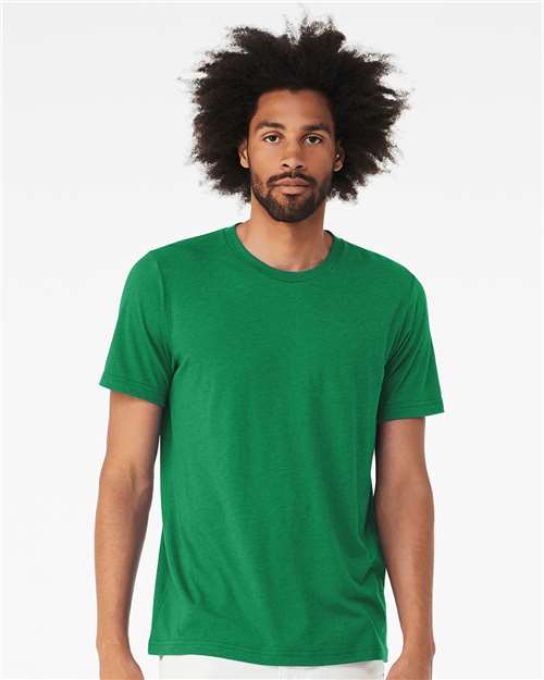 Bella+Canvas BC3413 Unisex Triblend Short Sleeve Tee - Solid Kelly Triblend - model front