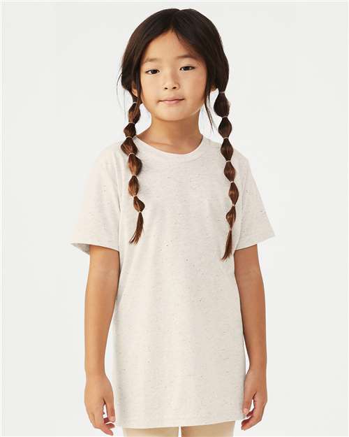 BELLA + CANVAS 3413Y Youth Triblend Tee - Oatmeal Triblend - model front
