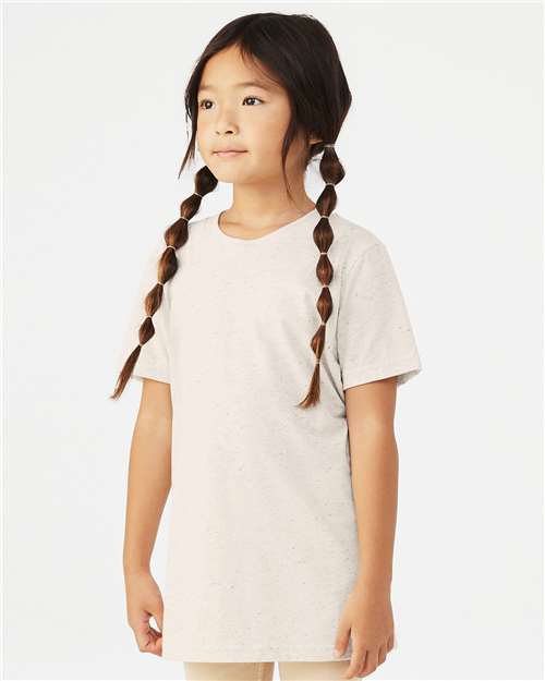 BELLA + CANVAS 3413Y Youth Triblend Tee - Oatmeal Triblend - model side