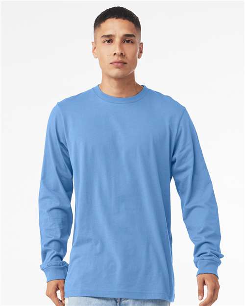 BELLA + CANVAS 3501CVC Heather CVC Long Sleeve Tee - Heather Carolina Blue - model front