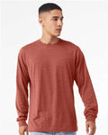 BELLA + CANVAS 3501CVC Heather CVC Long Sleeve Tee - Heather Clay - model front