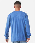 BELLA + CANVAS 3501CVC Heather CVC Long Sleeve Tee - Heather Columbia Blue - model back