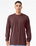BELLA + CANVAS 3501CVC Heather CVC Long Sleeve Tee - Heather Maroon - model front