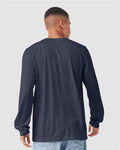 BELLA + CANVAS 3501CVC Heather CVC Long Sleeve Tee - Heather Midnight Navy - model back