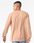 BELLA + CANVAS 3501CVC Heather CVC Long Sleeve Tee - Heather Peach - model back