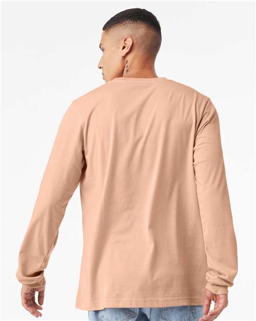 BELLA + CANVAS 3501CVC Heather CVC Long Sleeve Tee - Heather Peach - model back