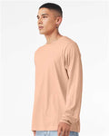 BELLA + CANVAS 3501CVC Heather CVC Long Sleeve Tee - Heather Peach - model side