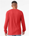 BELLA + CANVAS 3501CVC Heather CVC Long Sleeve Tee - Heather Red - model back