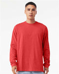 BELLA + CANVAS 3501CVC Heather CVC Long Sleeve Tee - Heather Red - model front
