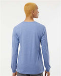 BELLA + CANVAS 3513 Unisex Triblend Long Sleeve Tee - Blue Triblend - model back