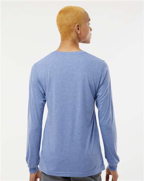 BELLA + CANVAS 3513 Unisex Triblend Long Sleeve Tee - Blue Triblend - model back