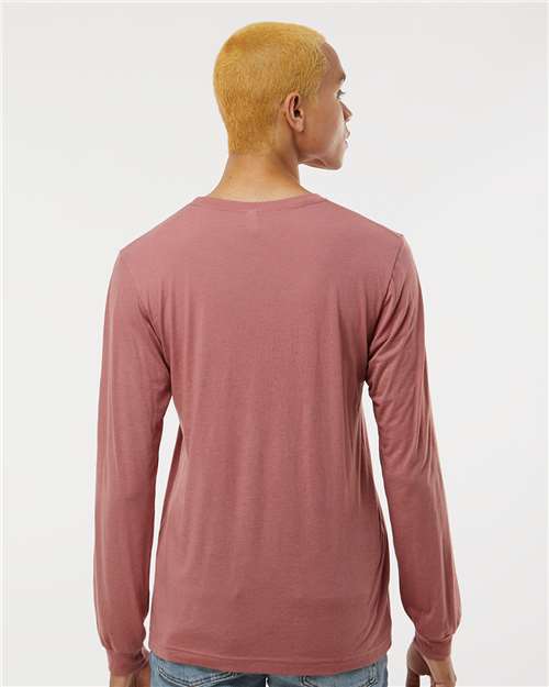 BELLA + CANVAS 3513 Unisex Triblend Long Sleeve Tee - Mauve Triblend - model back