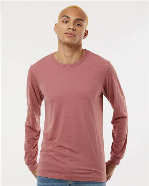 BELLA + CANVAS 3513 Unisex Triblend Long Sleeve Tee - Mauve Triblend - model front
