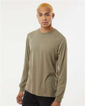 BELLA + CANVAS 3513 Unisex Triblend Long Sleeve Tee - Olive Triblend - model side