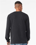 BELLA + CANVAS 3513 Unisex Triblend Long Sleeve Tee - Solid Dark Grey Triblend - model back