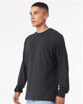 BELLA + CANVAS 3513 Unisex Triblend Long Sleeve Tee - Solid Dark Grey Triblend - model side