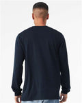 BELLA + CANVAS 3513 Unisex Triblend Long Sleeve Tee - Solid Navy Triblend - model back
