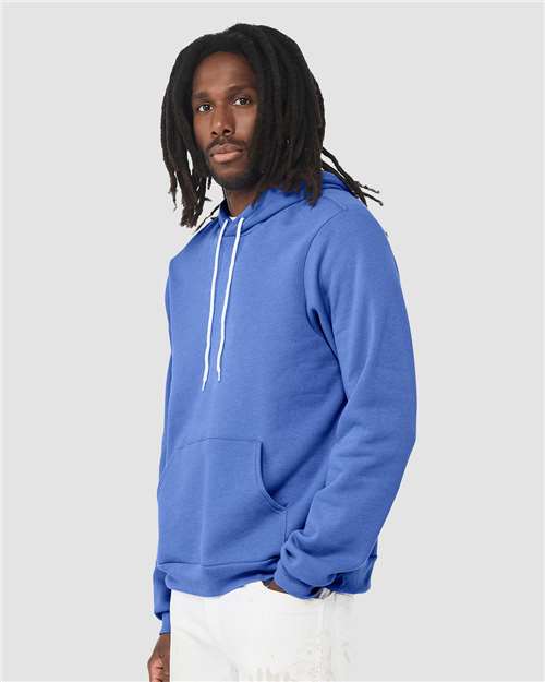 Bella+Canvas 3719 Unisex Sponge Fleece Pullover Hoodie - Heather Columbia Blue - model side