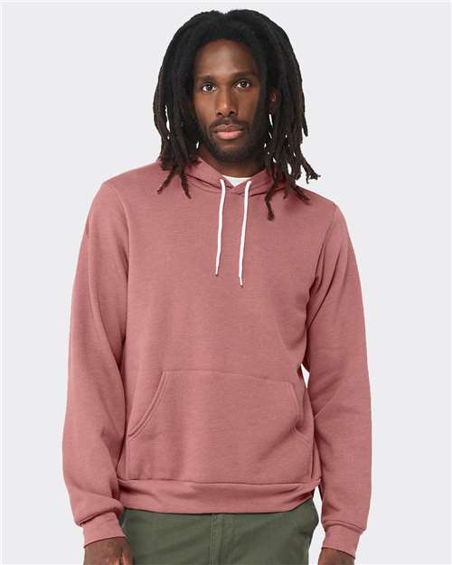 Bella+Canvas 3719 Unisex Sponge Fleece Pullover Hoodie - Heather Mauve - model front