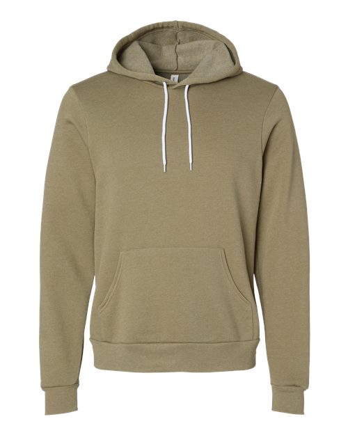 Bella+Canvas 3719 Unisex Sponge Fleece Pullover Hoodie - Heather Olive - flat front