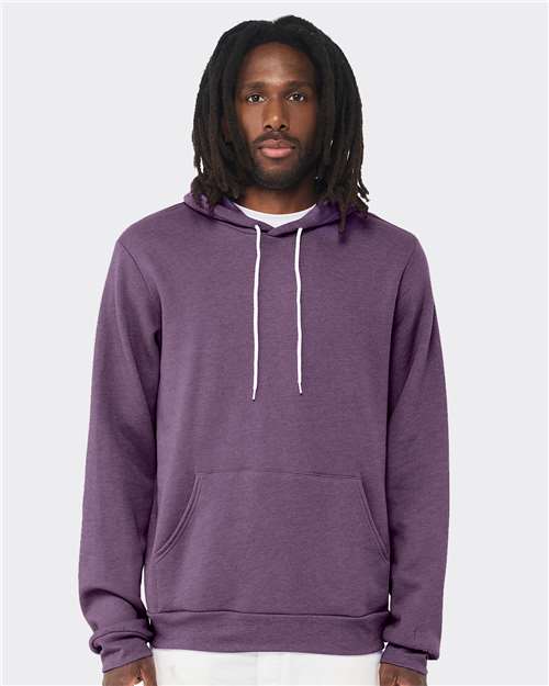 Bella+Canvas 3719 Unisex Sponge Fleece Pullover Hoodie - Heather Team Purple - model front